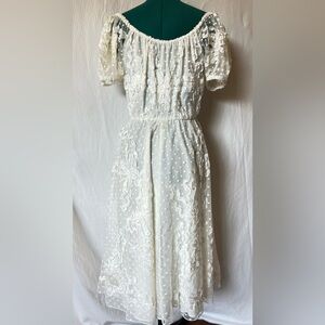 Vintage Lillie Rubin White Tea Length Wedding Dress, Size 10 (SEE DESCRIPTION)